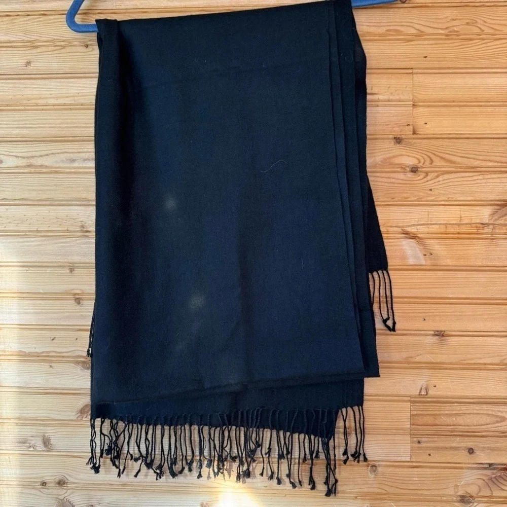Sacred Threads Scarf Wool Black Fringe Witchy Whimsigoth Luxury Boho 29